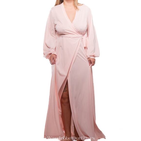 Vintage 1960's OLGA Pink Wrap Up Lingerie Gown Dress - Picture 7 of 10